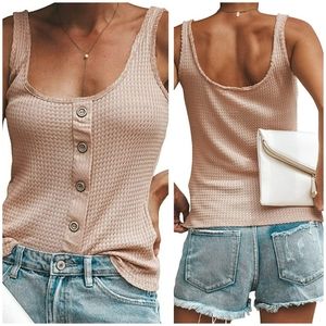 Cream waffle knit tank